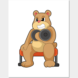 Bear Bodybuilding Dumbbell Posters and Art